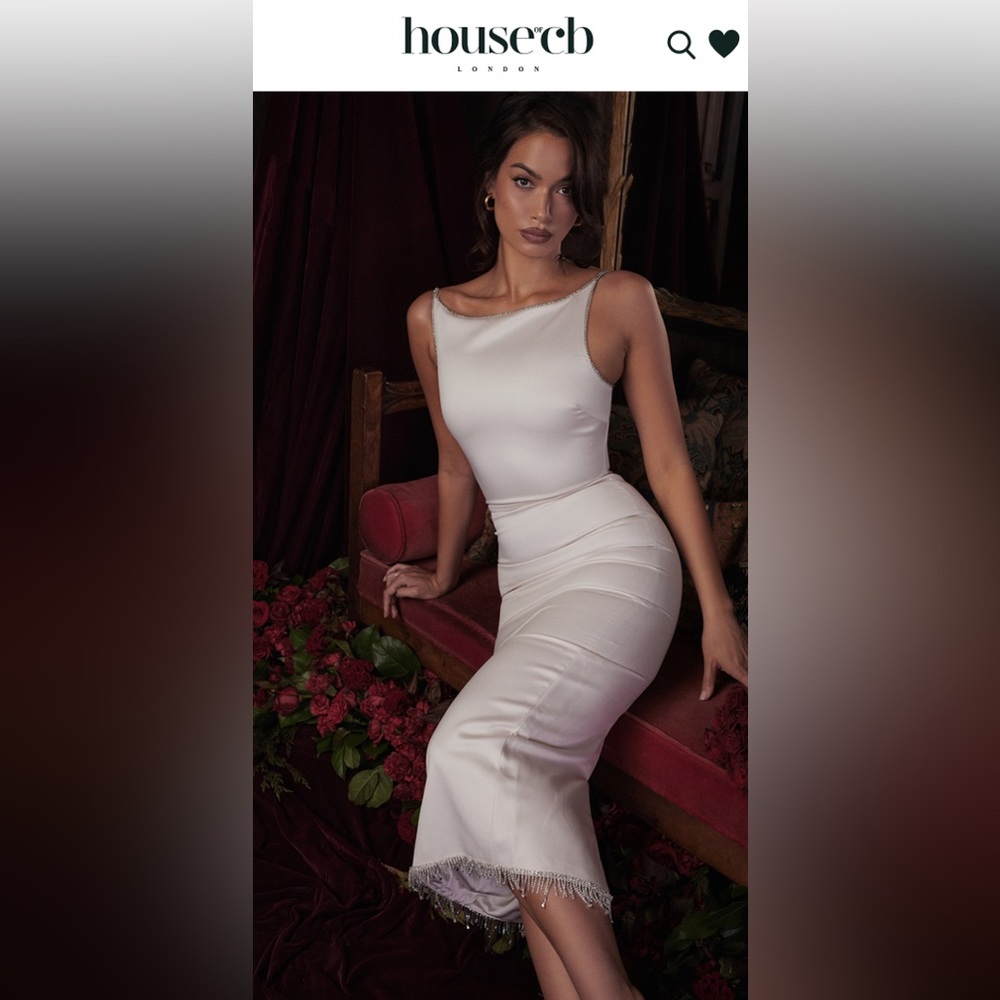 House of CB MARGIELA Ivory Crystallised Midi Dress